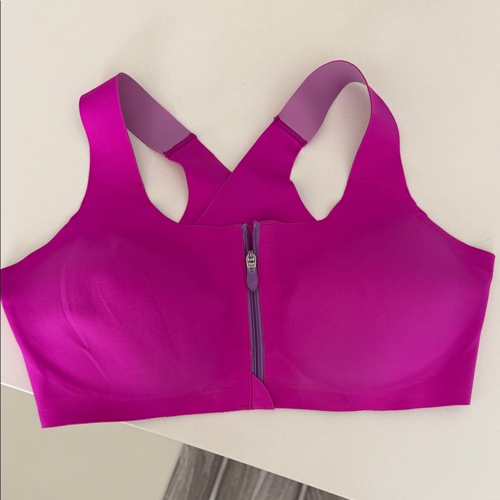 Brooks High-Support Front-Zip Sports Bra in Magenta